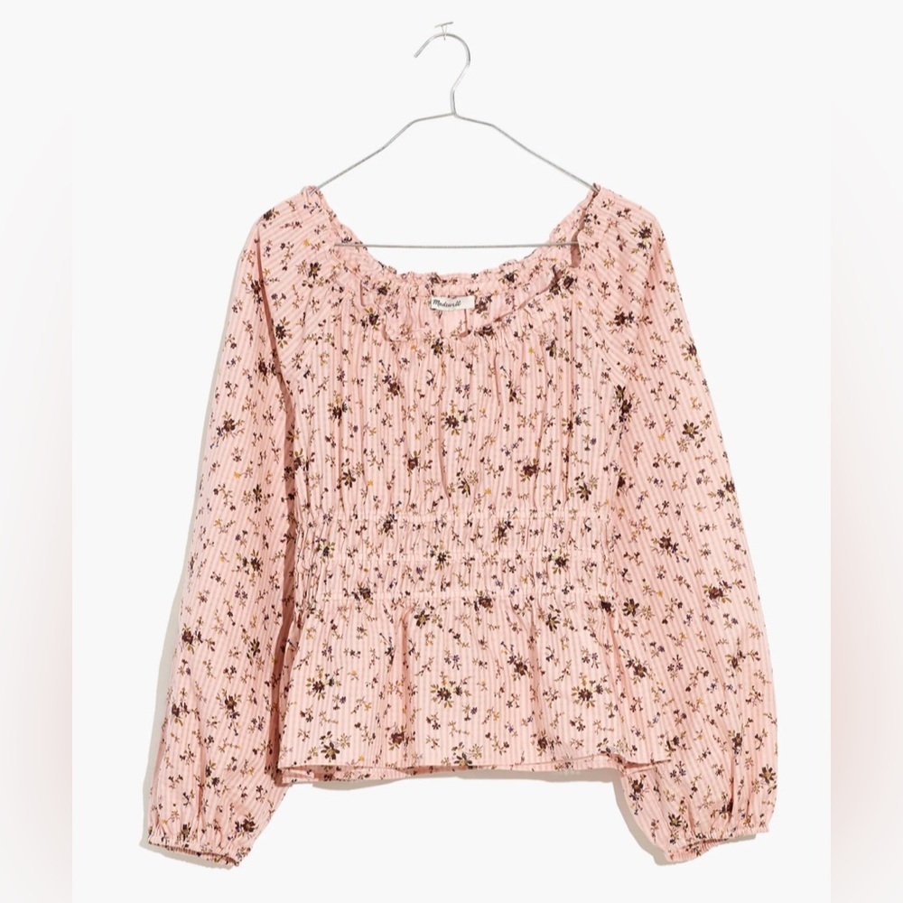 Madewell Sophia Top in Bouquet Floral Sold Out Scooped Ruffle Neckline SZ S NWT